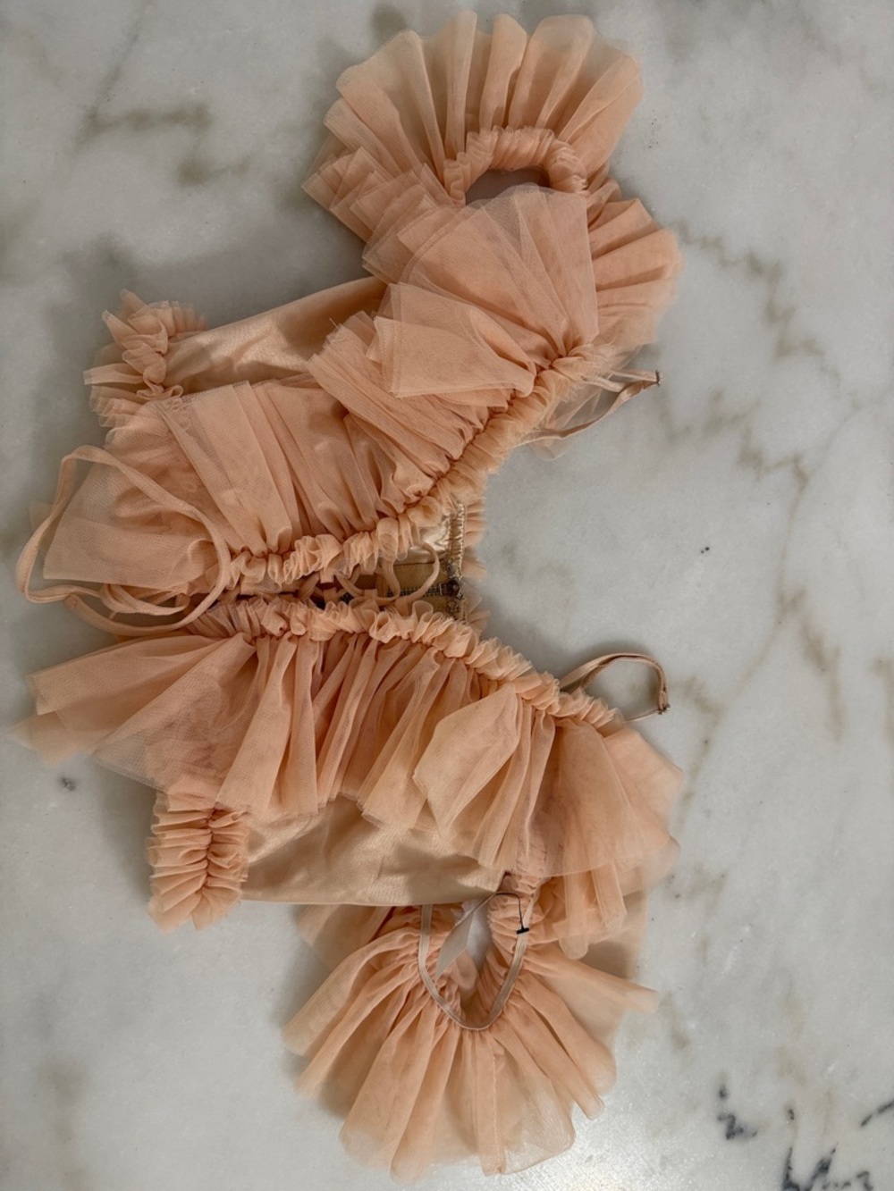 Peach Ruffle Crop Top - Brand Not Visible